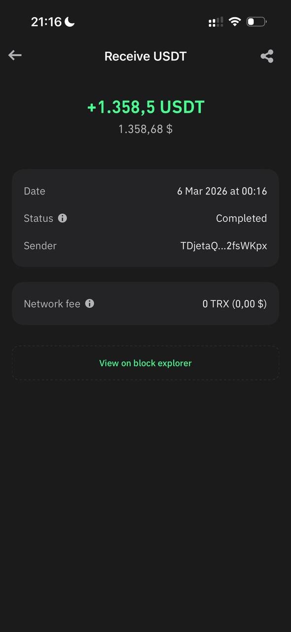 Daniel's USDT payout